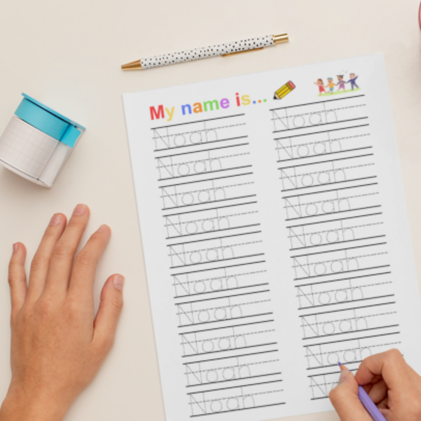 Digital Download: Personalized Name Tracing Worksheet