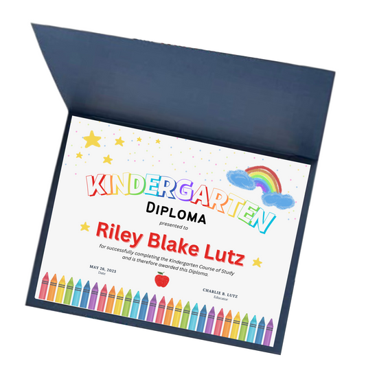 Kindergarten or Preschool Personalized Graduation Diploma or Certificate