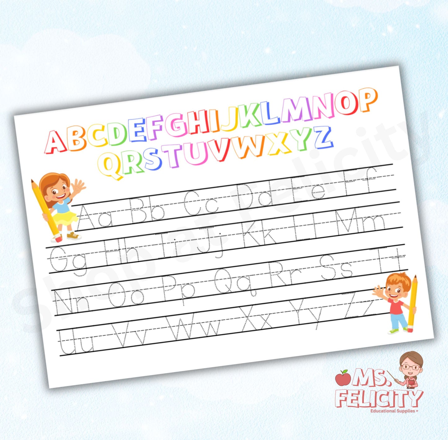 Instant Access Download: Printable Tracing Alphabet Letters Worksheet