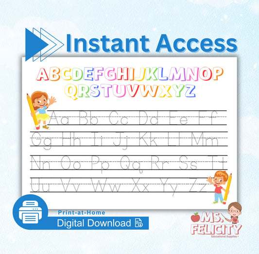 Instant Access Download: Printable Tracing Alphabet Letters Worksheet