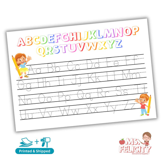 Printed & Shipped: Tracing Alphabet Letters Worksheets: Handwriting Practice