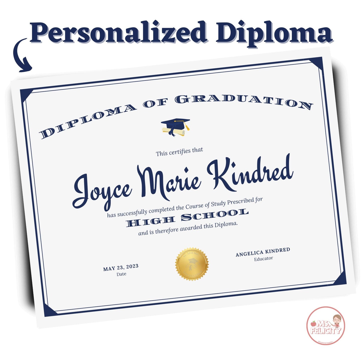 Diploma of Graduation: Personalized Printed and Shipped