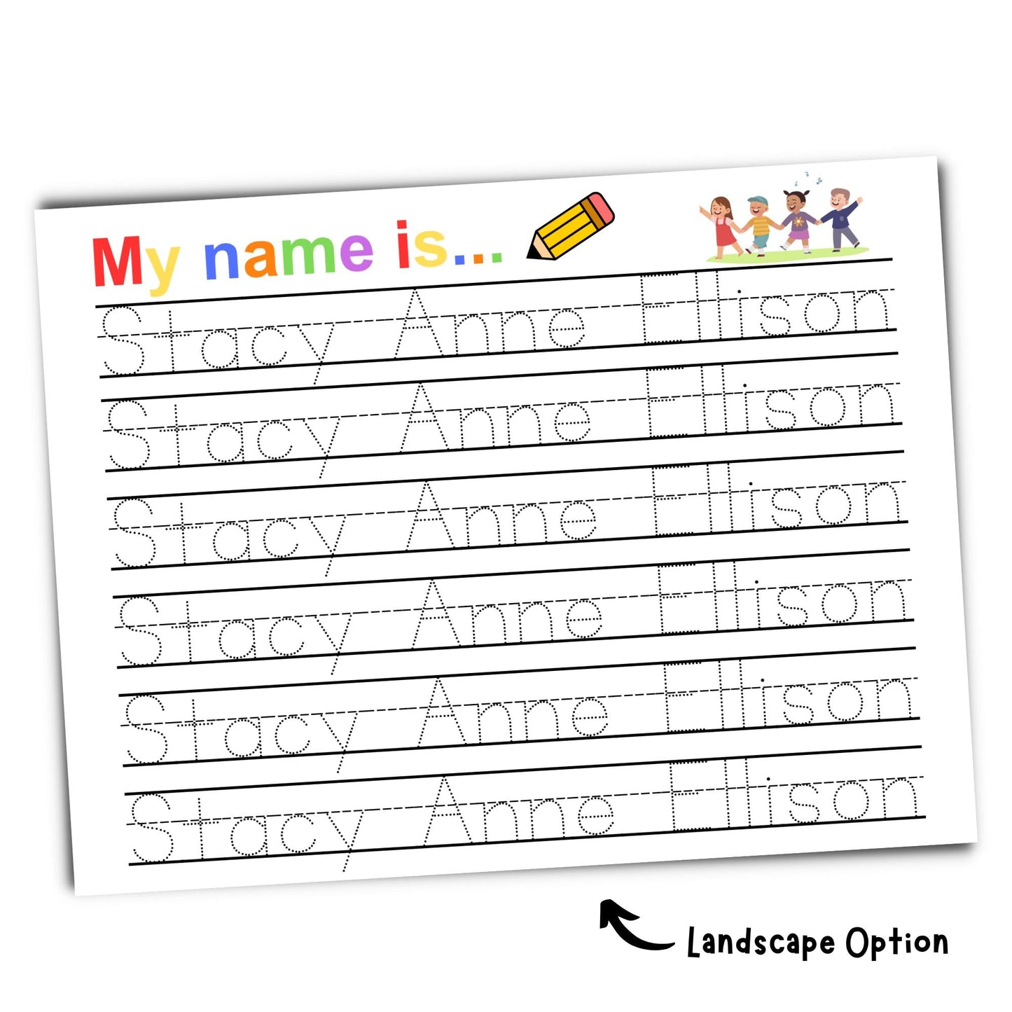 Printed & Shipped: Personalized Name Tracing Worksheets Handwriting Practice