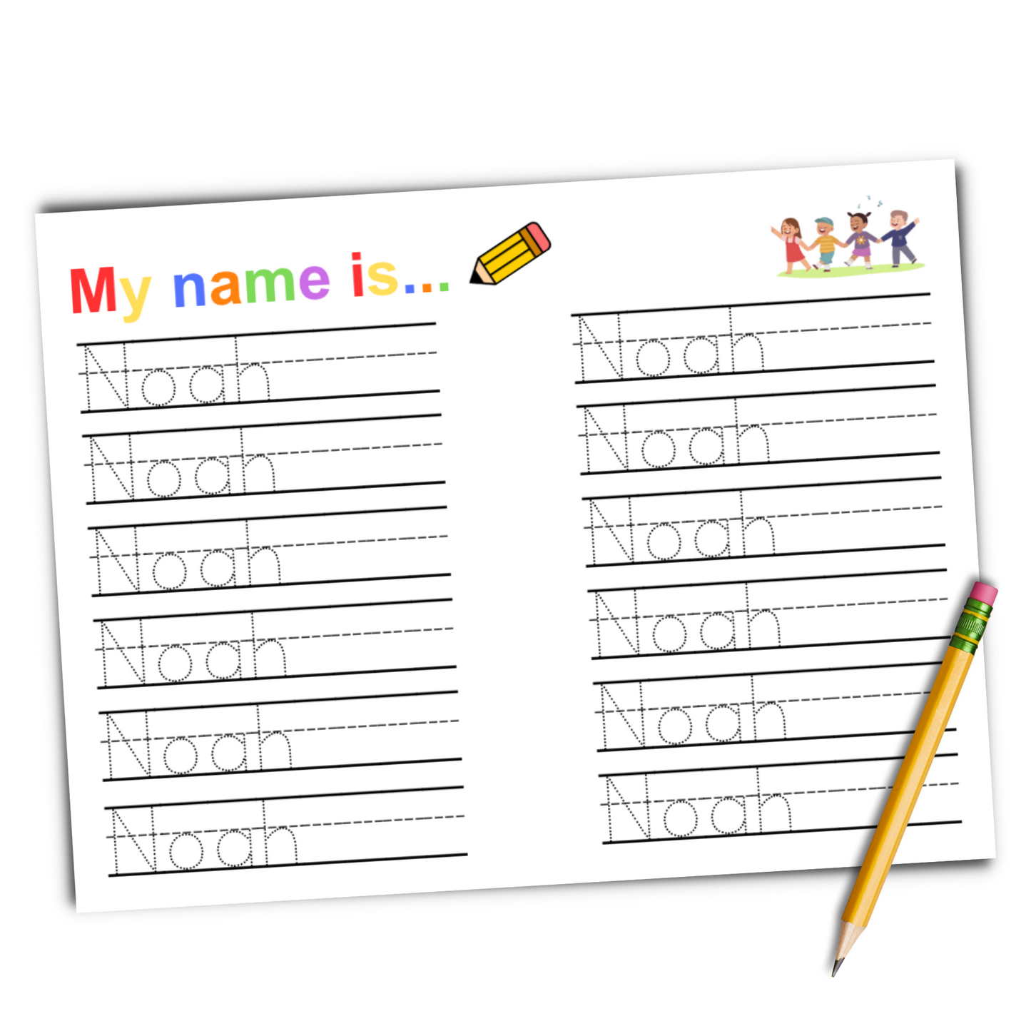 Noah: Personalized Name Tracing Worksheet (Digital Download)