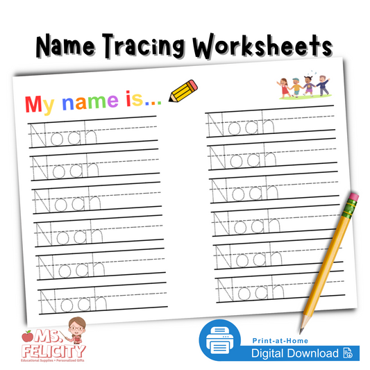 Noah: Personalized Name Tracing Worksheet (Digital Download)