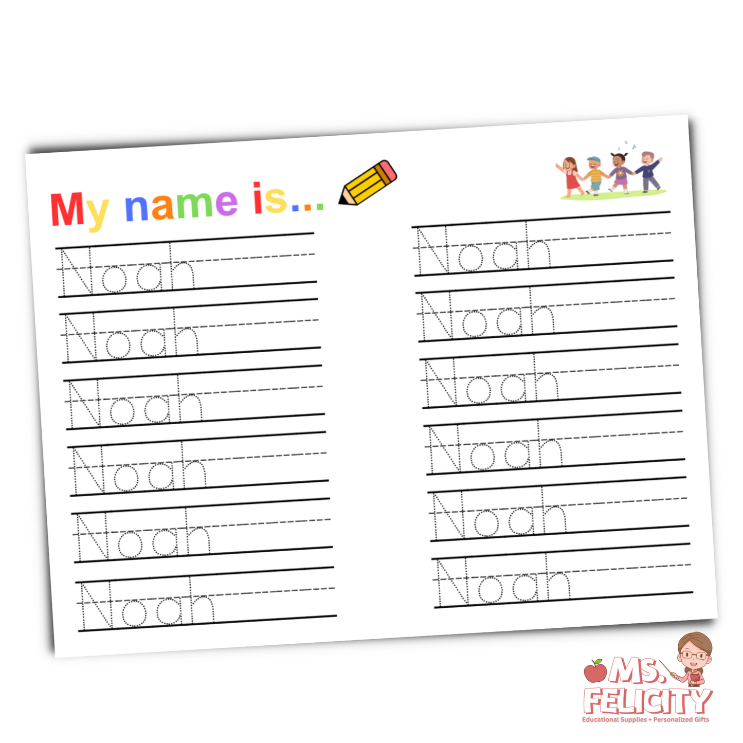 Noah: Personalized Name Tracing Worksheet (Digital Download)