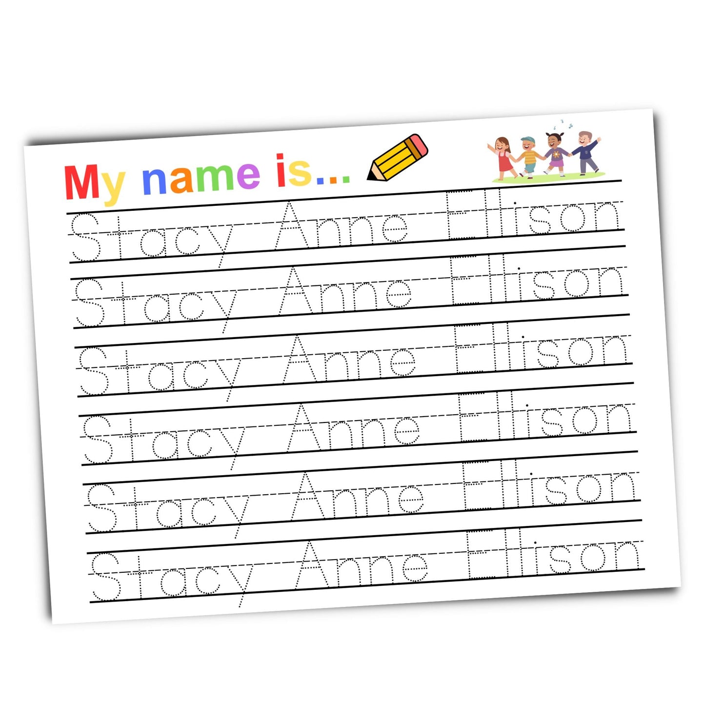 Printed & Shipped: Personalized Name Tracing Worksheets Handwriting Practice