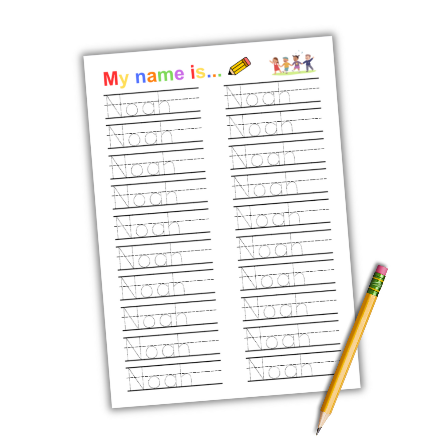 Noah: Personalized Name Tracing Worksheet (Digital Download)