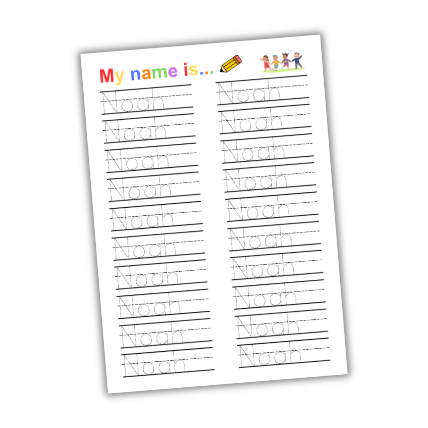 Noah: Personalized Name Tracing Worksheet (Digital Download)