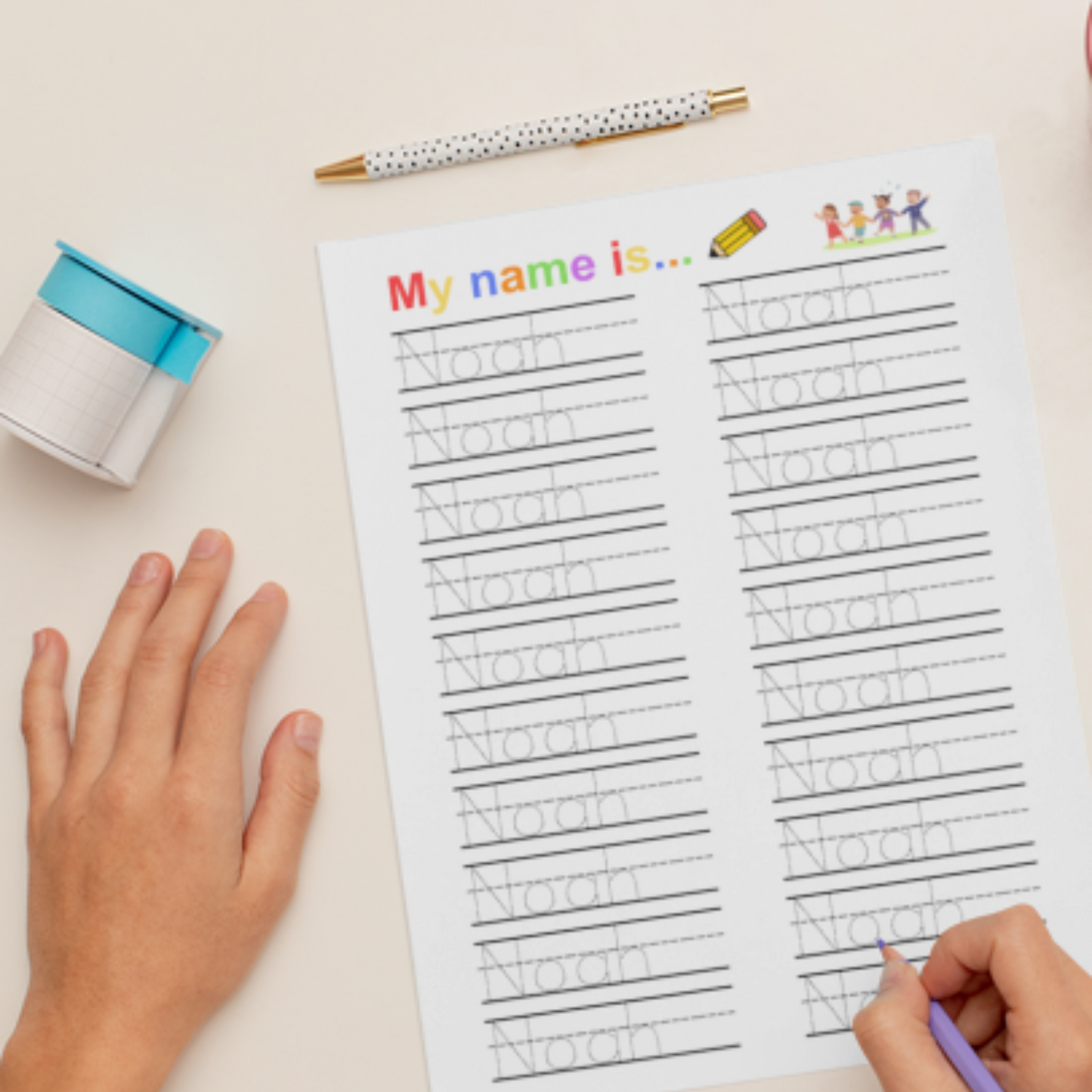 Printed & Shipped: Personalized Name Tracing Worksheets Handwriting Practice