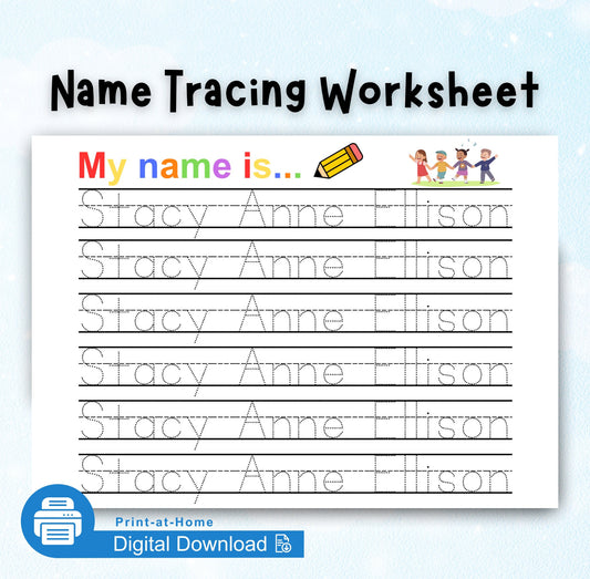 Digital Download:  Personalized Name Tracing Worksheet