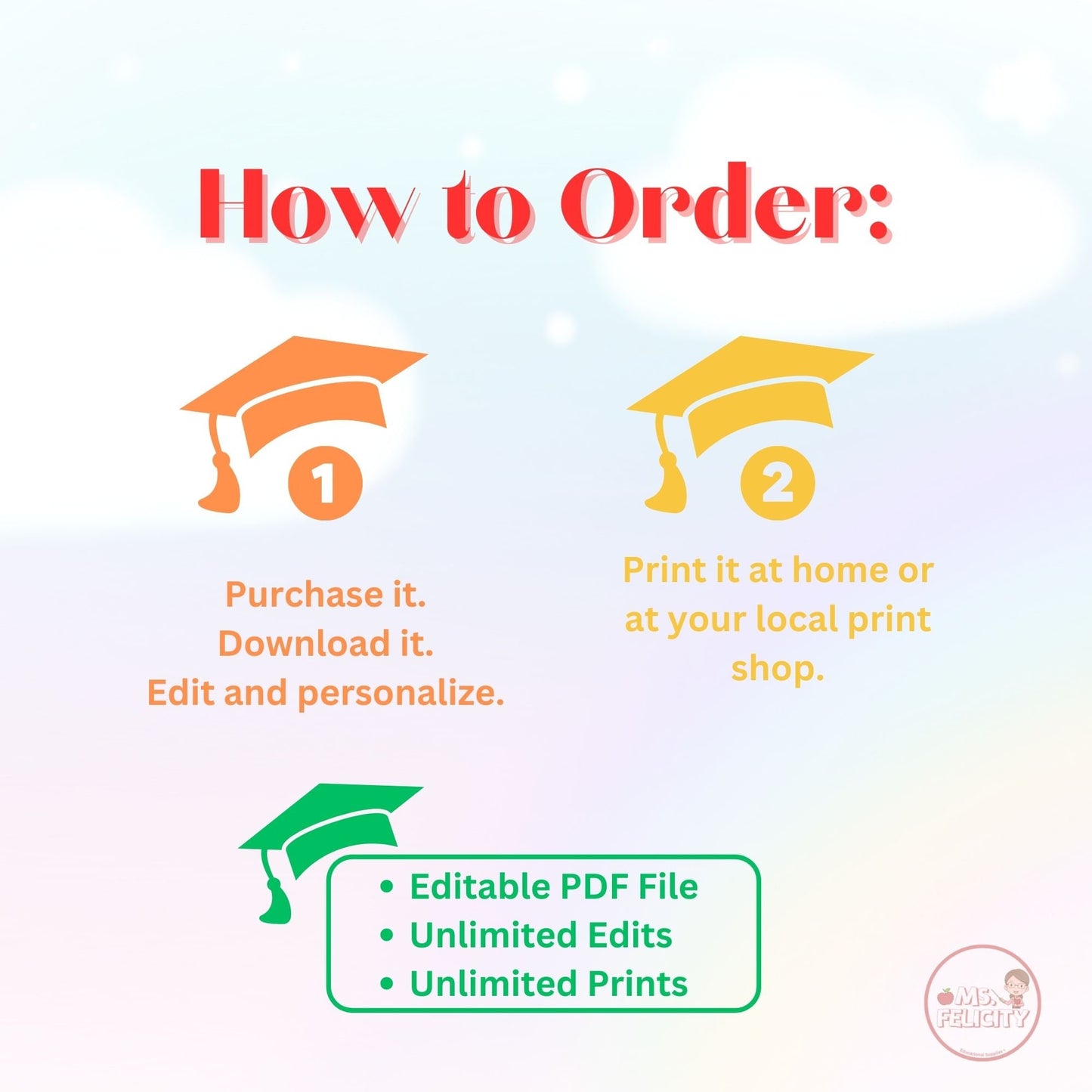 Editable Instant Access: Kindergarten Diploma of Graduation Printable